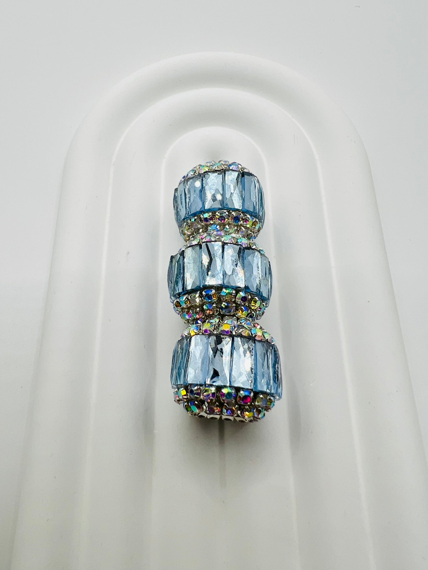 Round Fancy Beads Made with Rectangle Glass and Chain Rhinestones -Choose Color