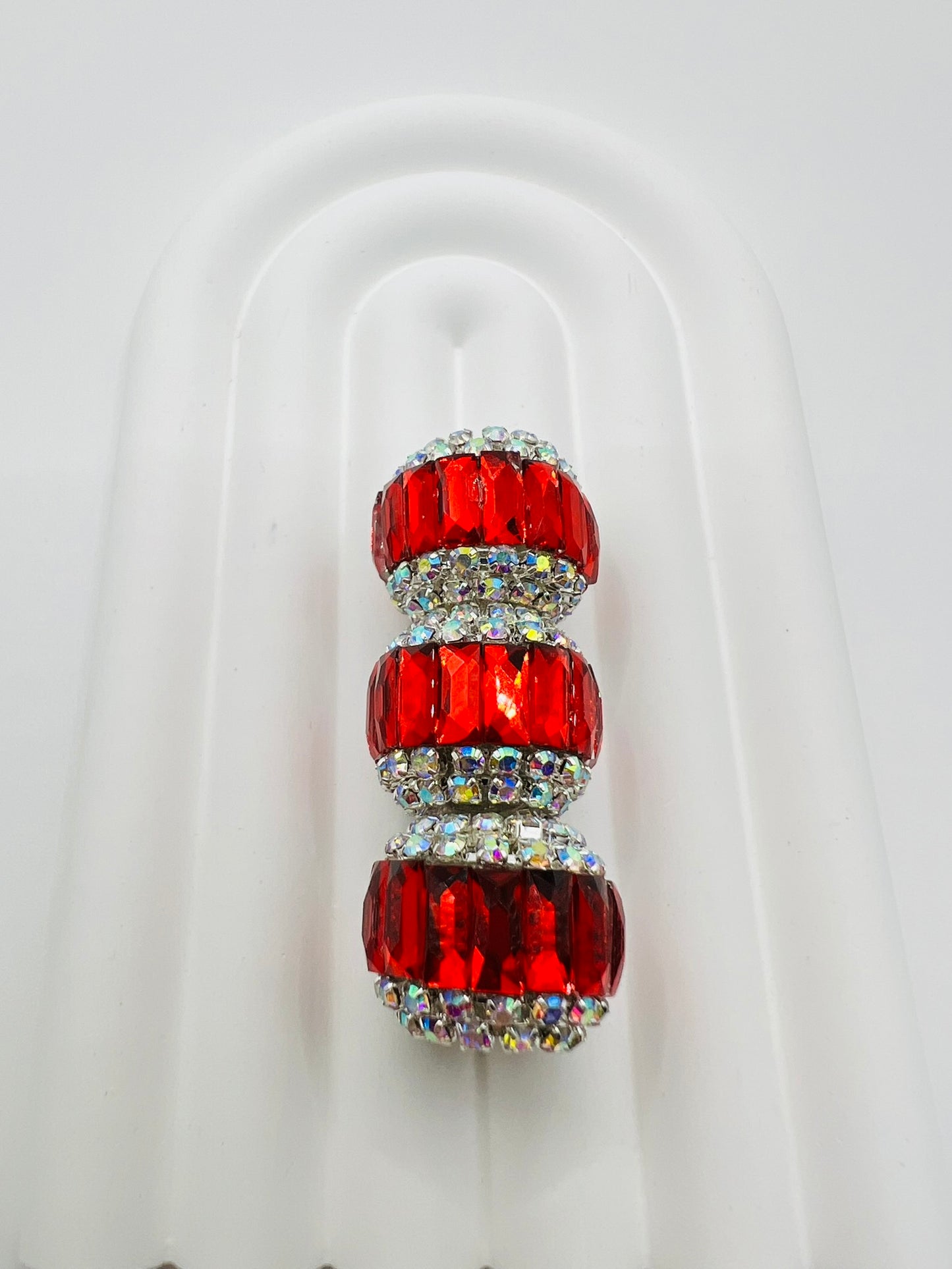 Round Fancy Beads Made with Rectangle Glass and Chain Rhinestones -Choose Color
