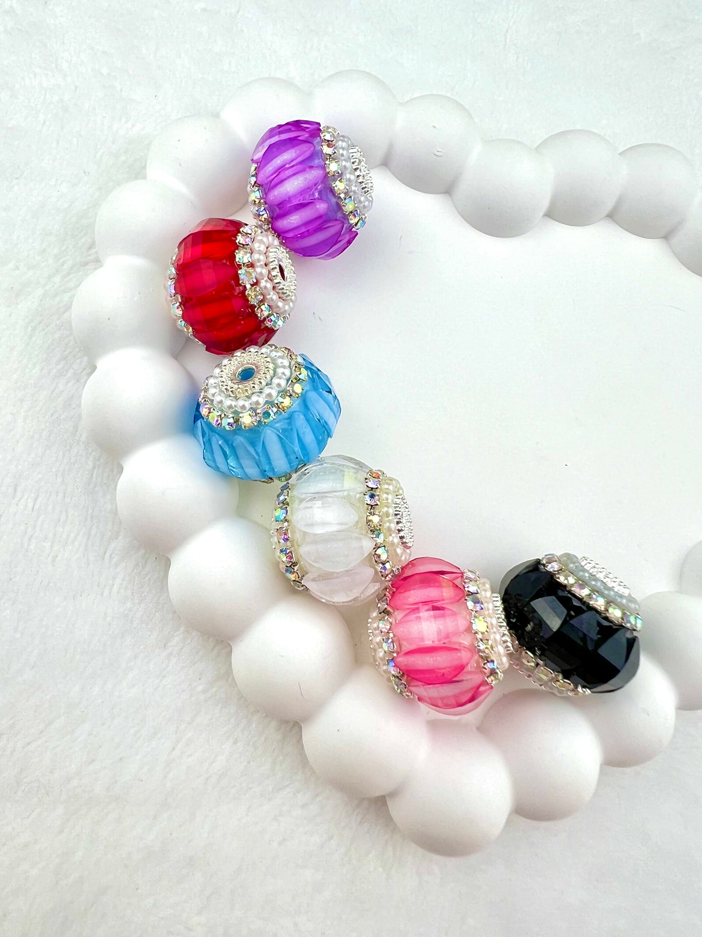 Fancy Pumpkin Round Beads with Pearl and Rhinestone Chain - 20mm