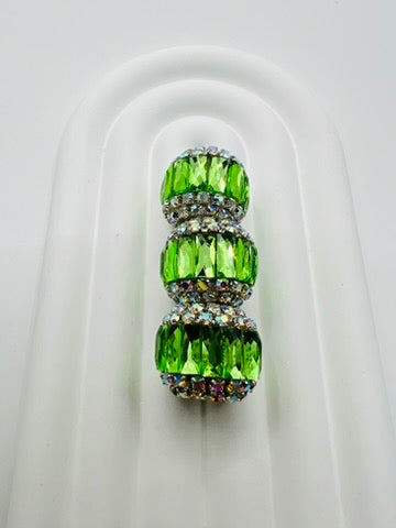 Round Fancy Beads Made with Rectangle Glass and Chain Rhinestones -Choose Color