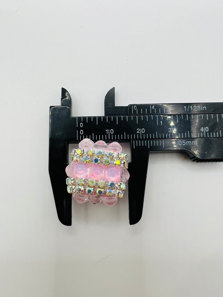 Cube Fancy Beads with Chrome Color Square Glass and Chain Rhinestones - Choose Color