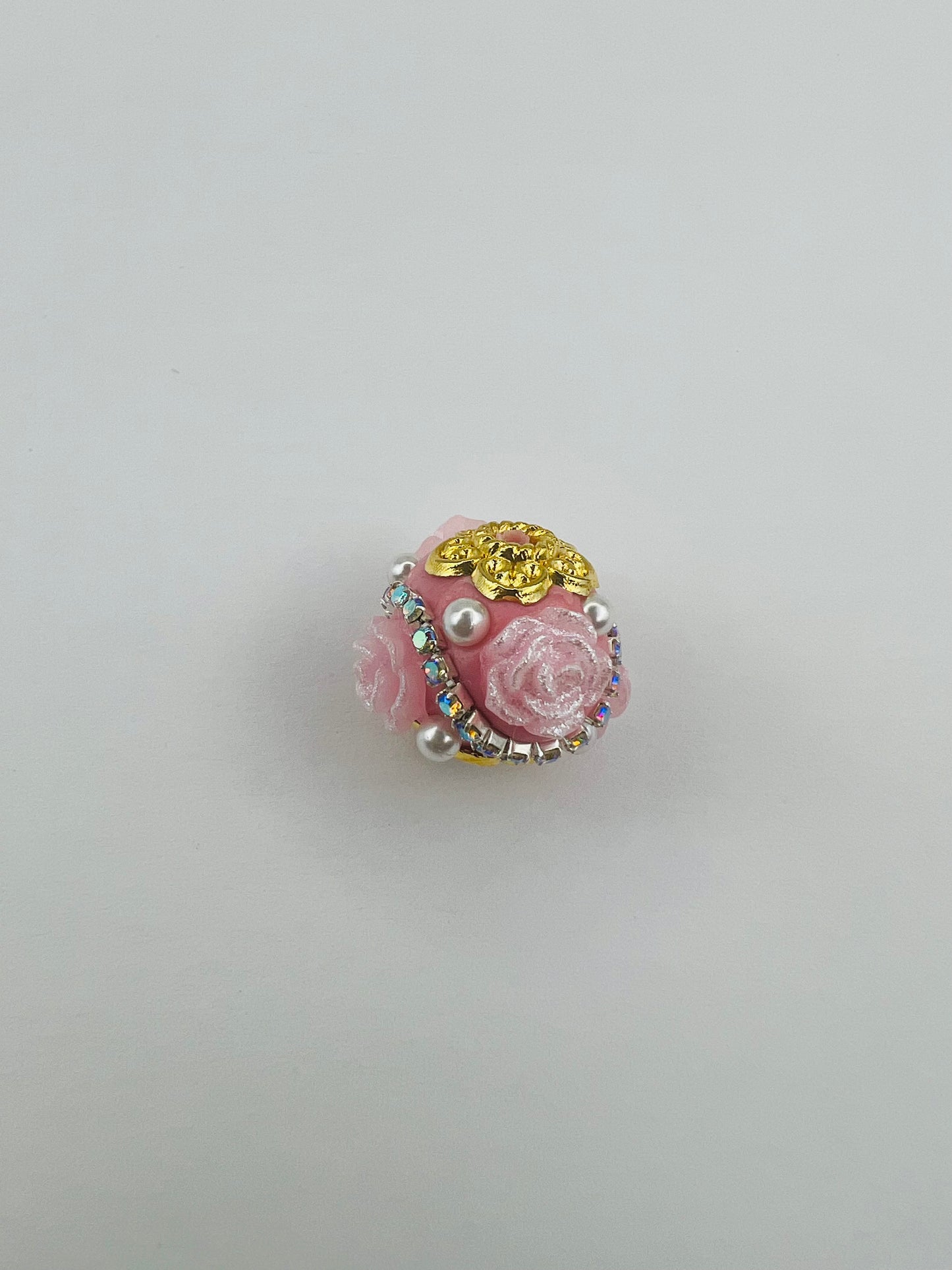 Fancy Beads Round shape with Flowers and Gold Hardware -16mm