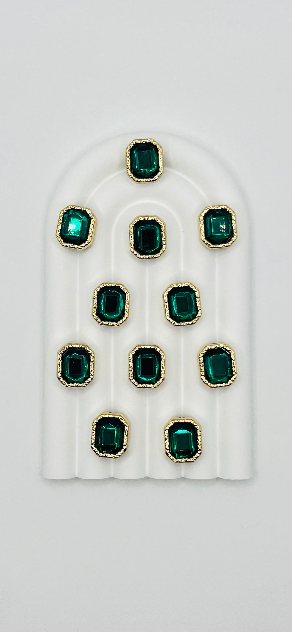 Octagon Shape Shiny Gold Metal Bead with Rhinestone