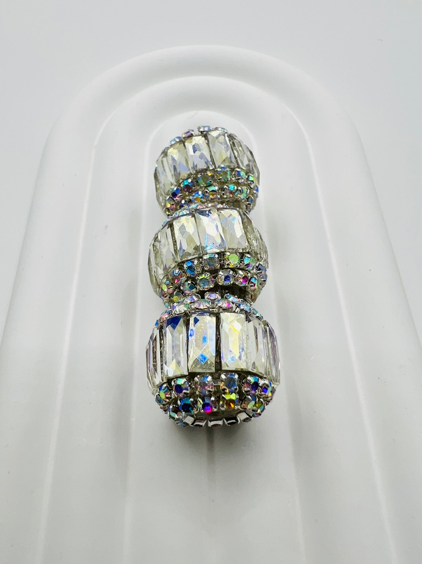Round Fancy Beads Made with Rectangle Glass and Chain Rhinestones -Choose Color