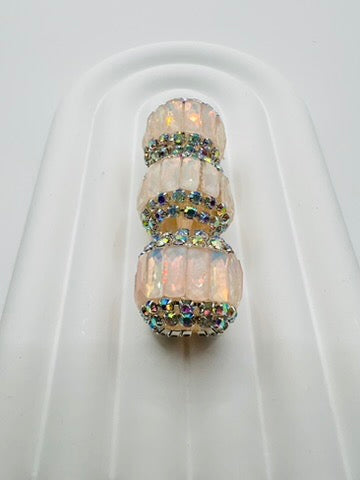 Round Fancy Beads Made with Rectangle Glass and Chain Rhinestones -Choose Color