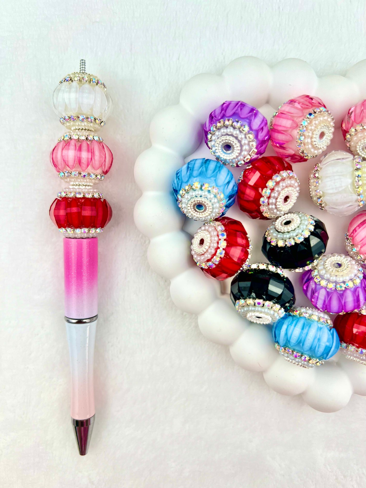 Fancy Pumpkin Round Beads with Pearl and Rhinestone Chain - 20mm