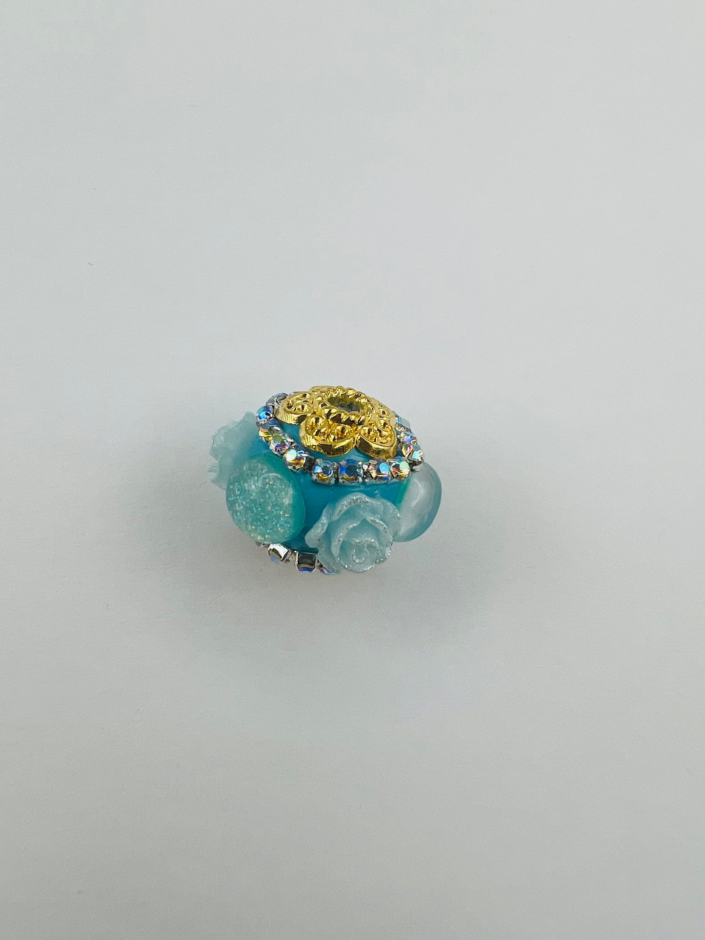 Fancy Beads Round shape with Flowers and Gold Hardware -16mm