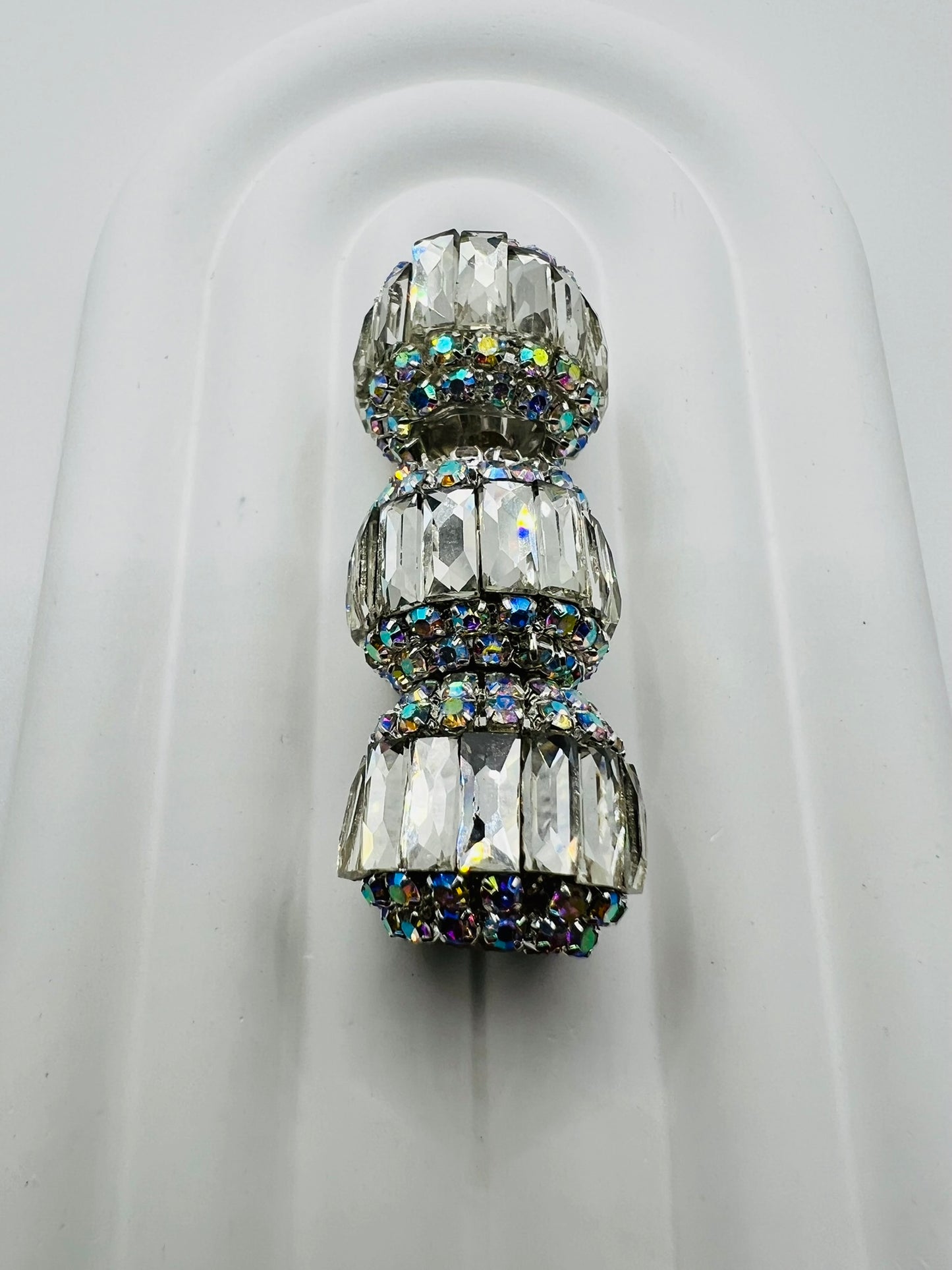 Round Fancy Beads Made with Rectangle Glass and Chain Rhinestones -Choose Color