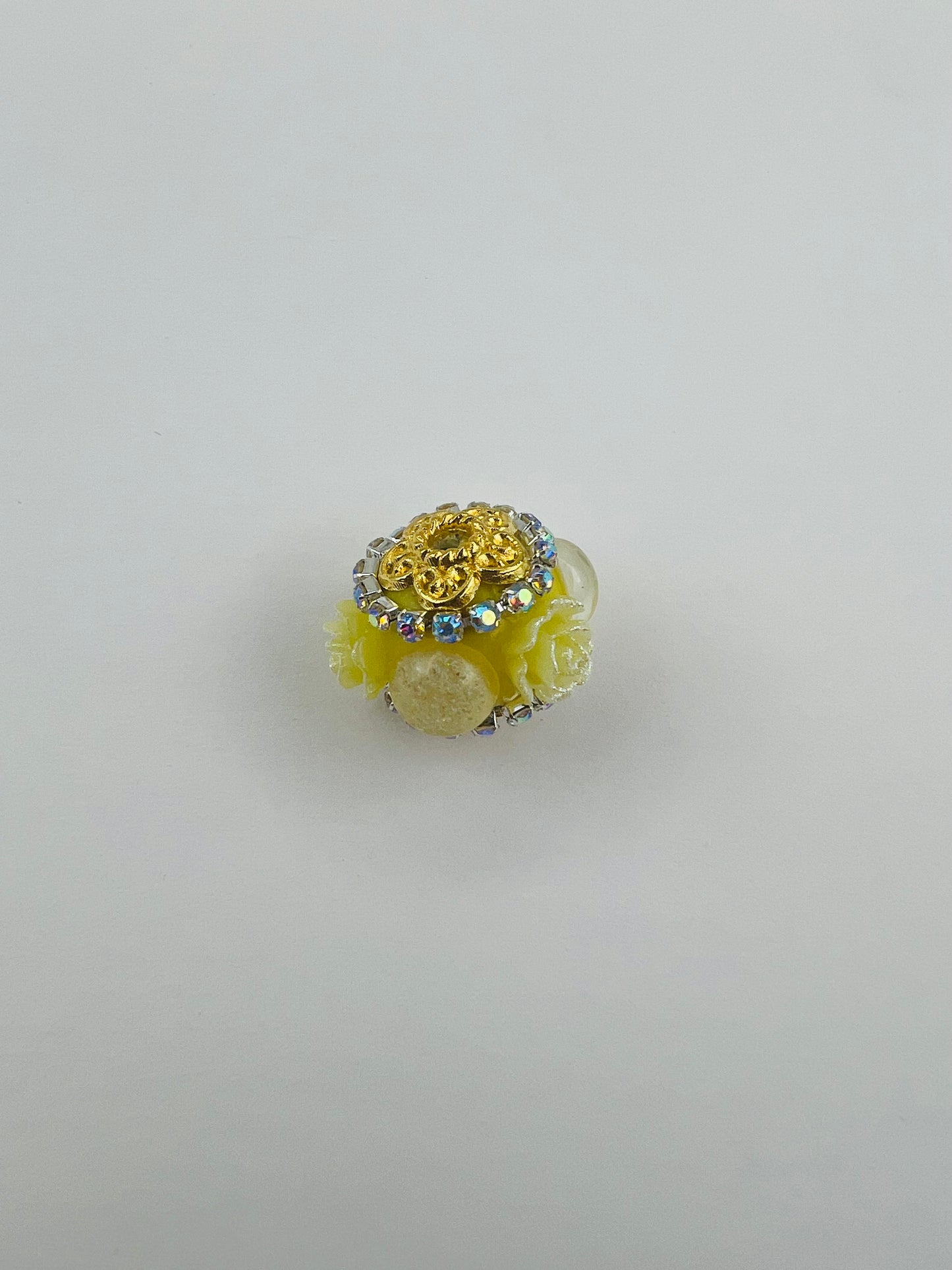 Fancy Beads Round shape with Flowers and Gold Hardware -16mm