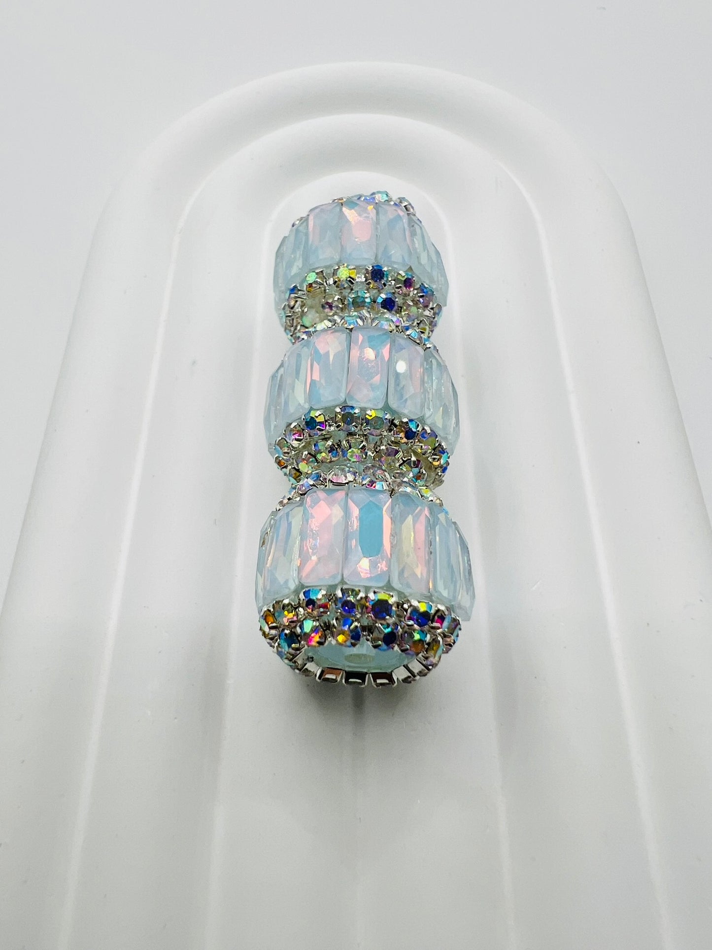 Round Fancy Beads Made with Rectangle Glass and Chain Rhinestones -Choose Color