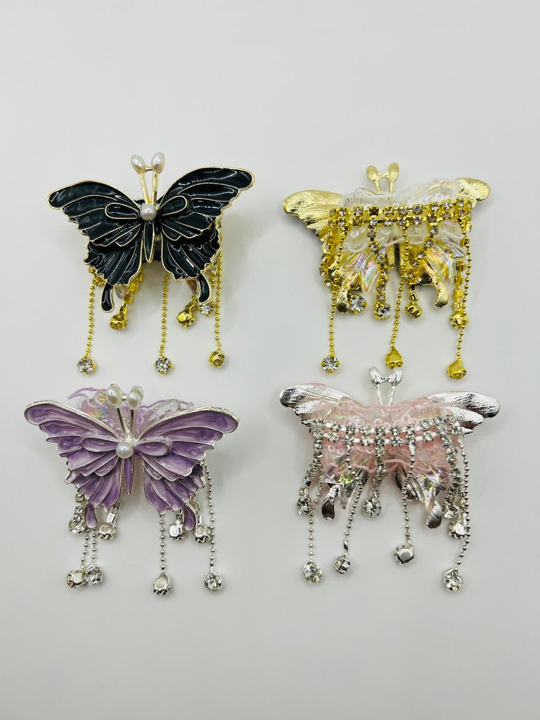 Fancy Alloy Metal Butterfly Beads with Dangle