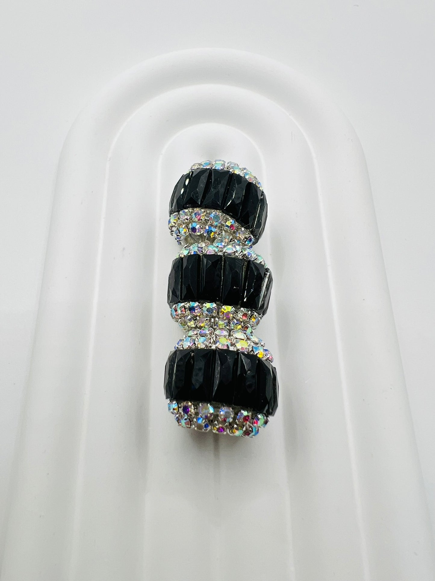 Round Fancy Beads Made with Rectangle Glass and Chain Rhinestones -Choose Color