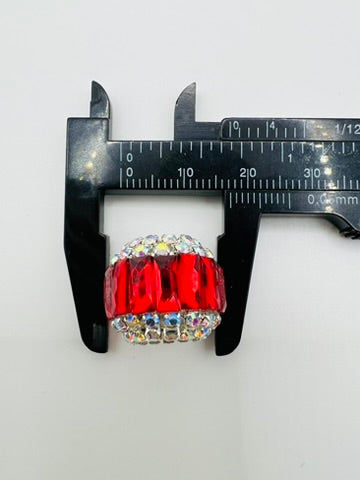 Round Fancy Beads Made with Rectangle Glass and Chain Rhinestones -Choose Color