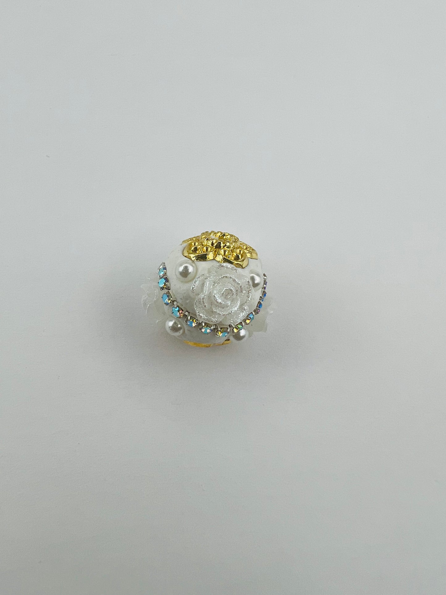 Fancy Beads Round shape with Flowers and Gold Hardware -16mm