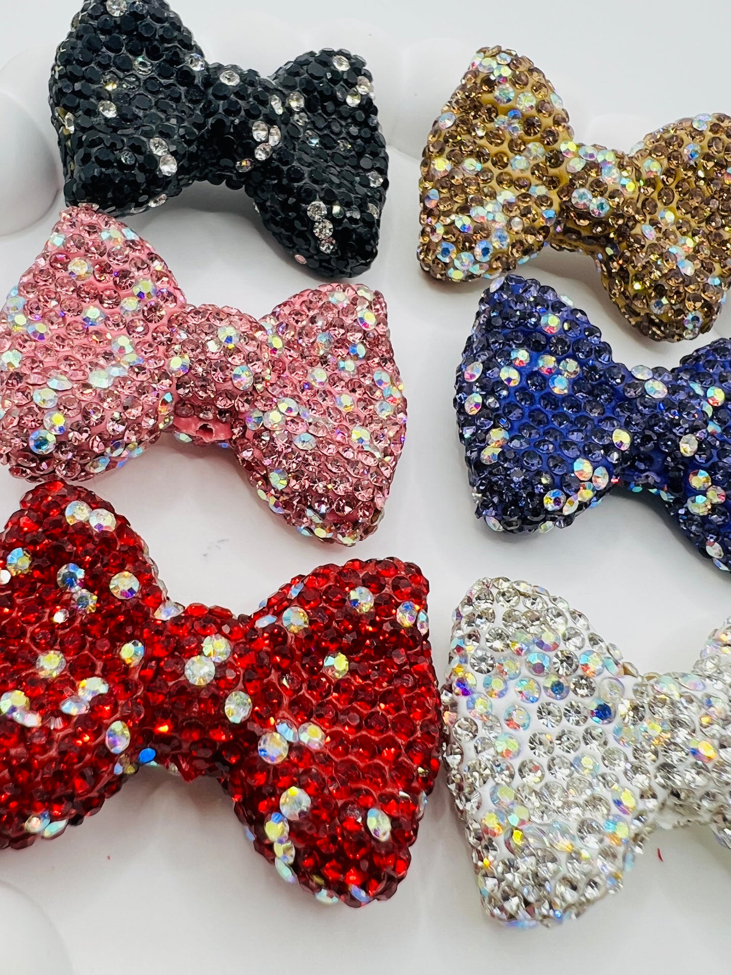 Bow Shape Clay Beads with Rhinestones -Choose Color