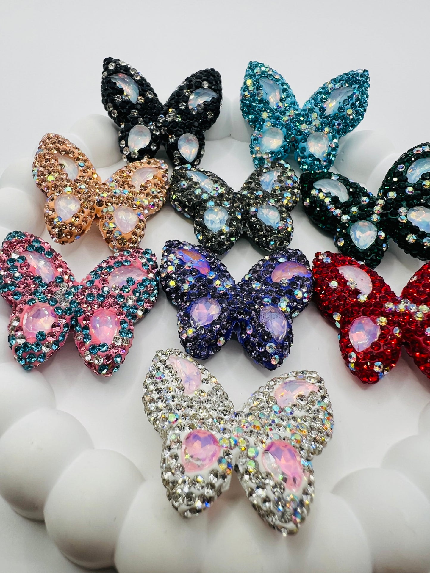 Butterfly Shape Clay Beads with Rhinestones -Choose Color
