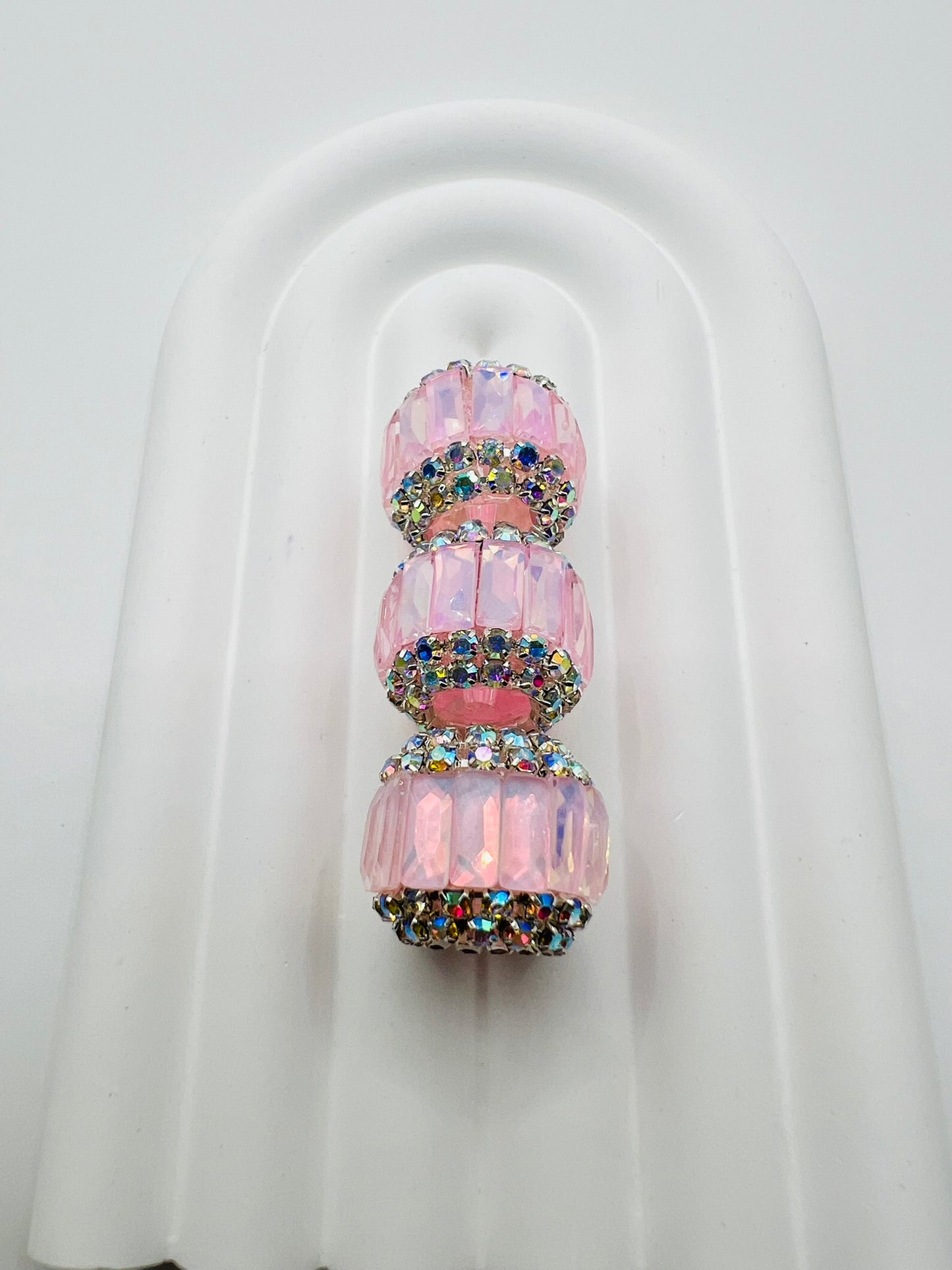 Round Fancy Beads Made with Rectangle Glass and Chain Rhinestones -Choose Color