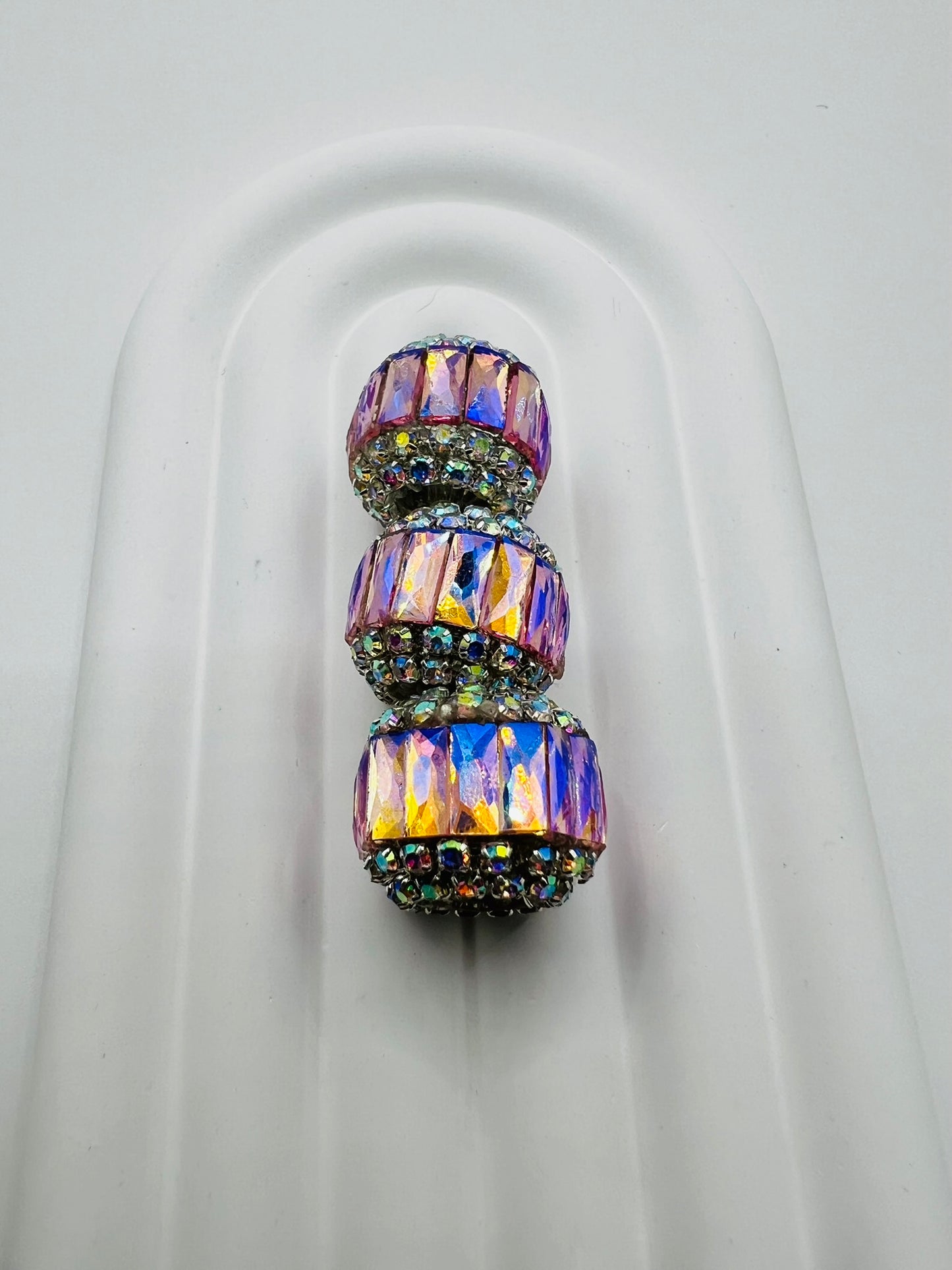 Round Fancy Beads Made with Rectangle Glass and Chain Rhinestones -Choose Color