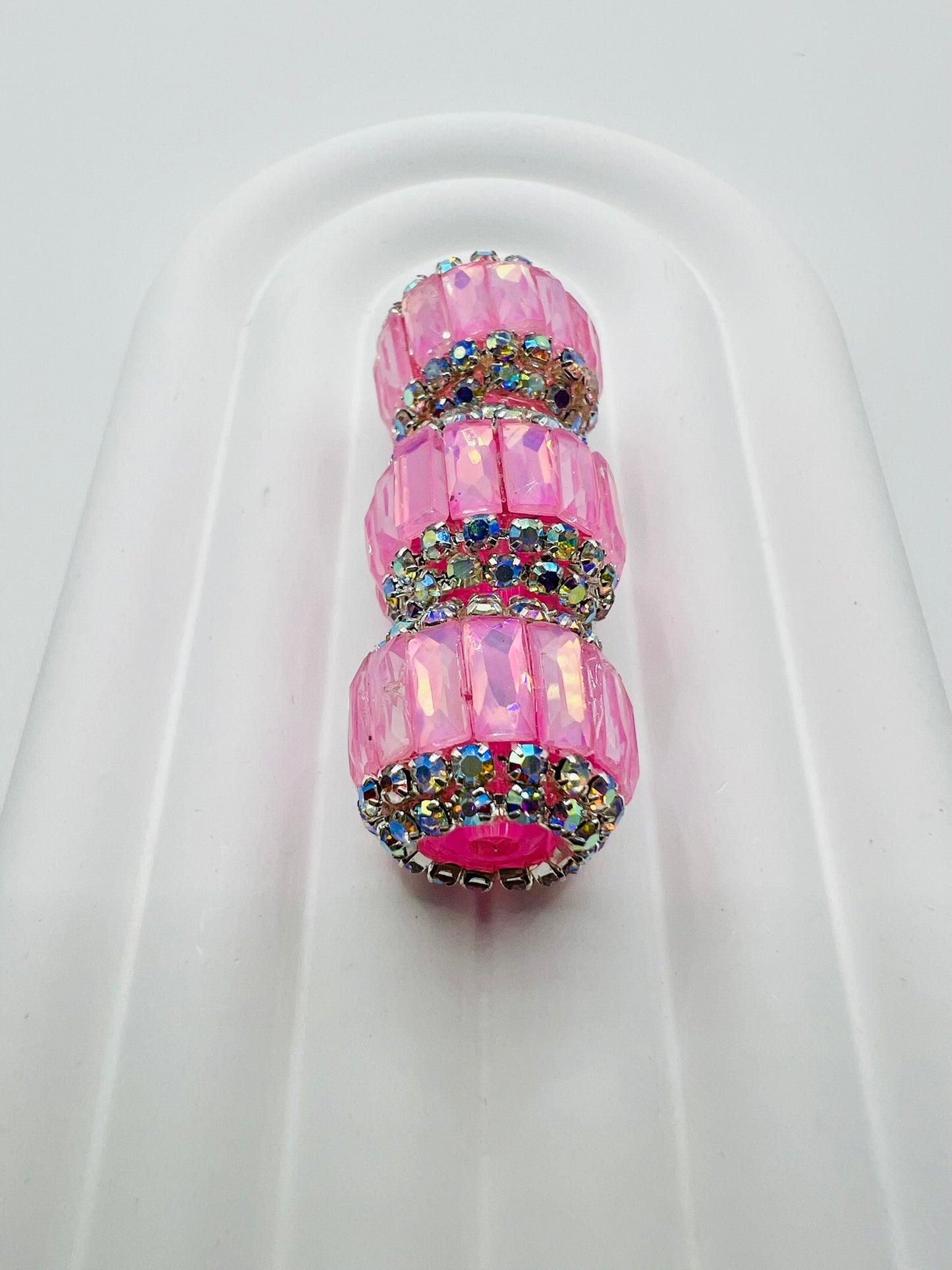 Round Fancy Beads Made with Rectangle Glass and Chain Rhinestones -Choose Color