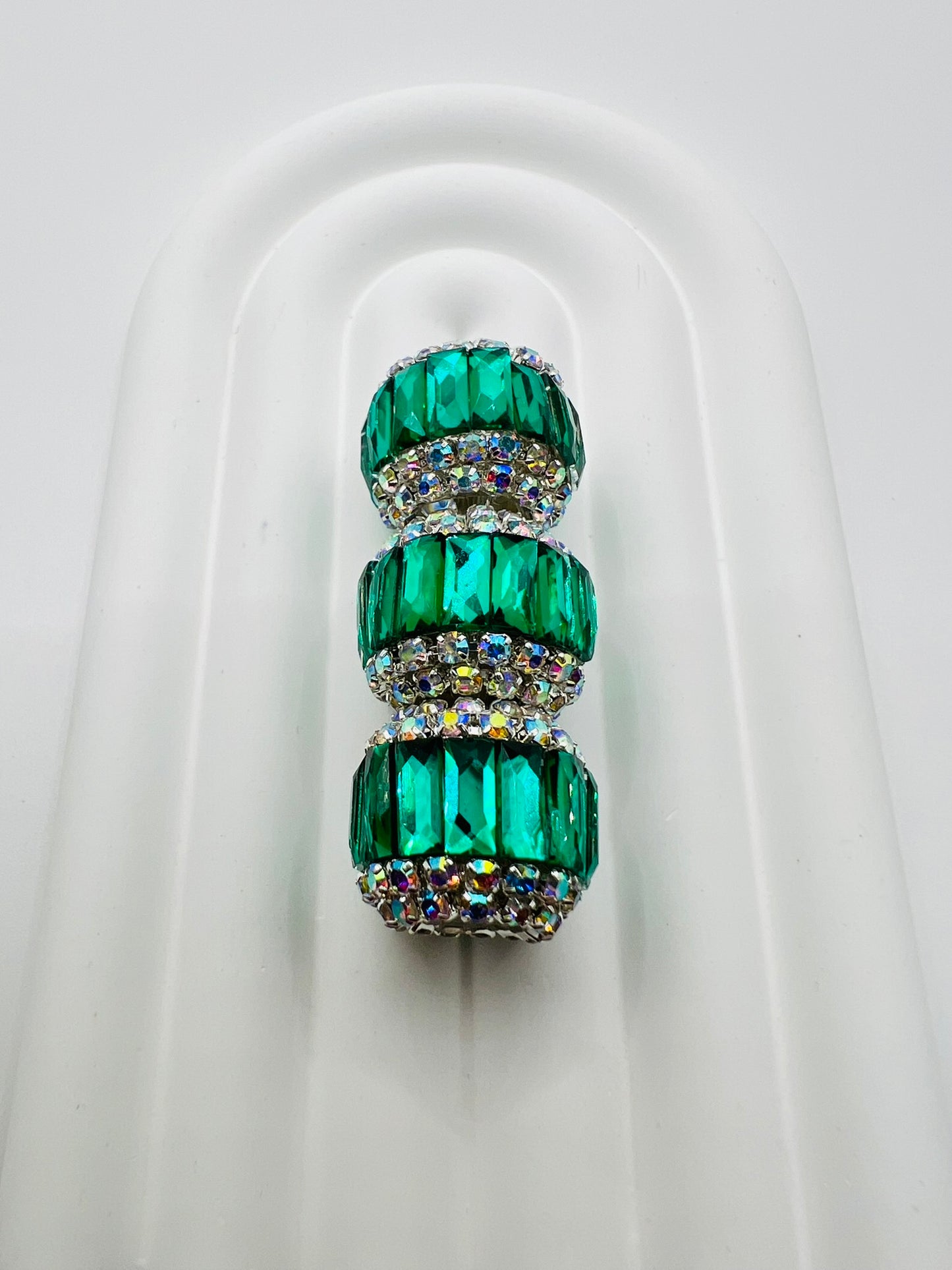 Round Fancy Beads Made with Rectangle Glass and Chain Rhinestones -Choose Color
