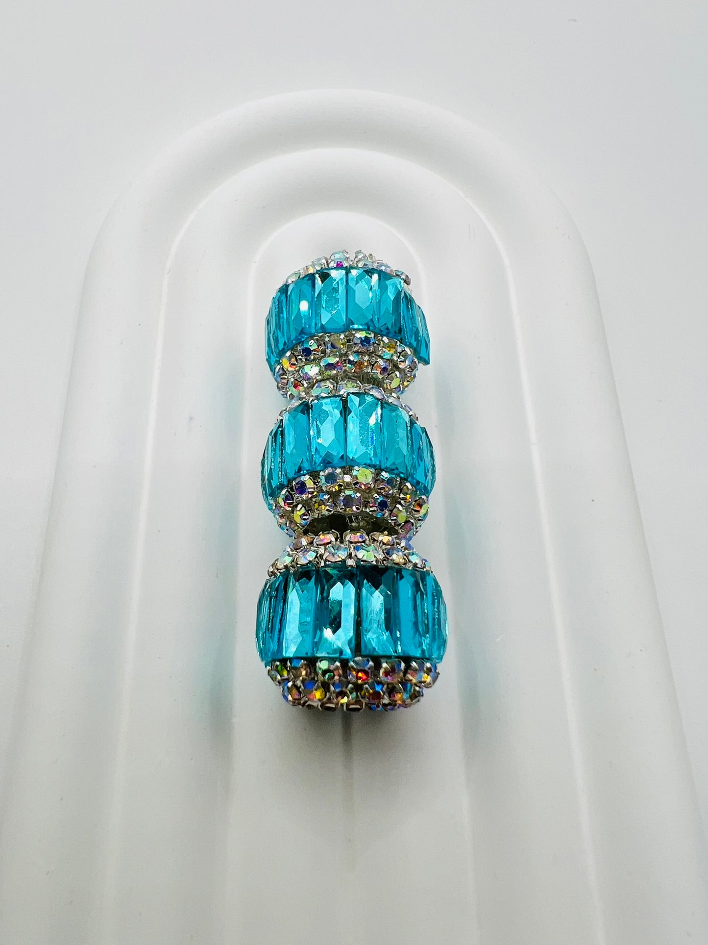 Round Fancy Beads Made with Rectangle Glass and Chain Rhinestones -Choose Color