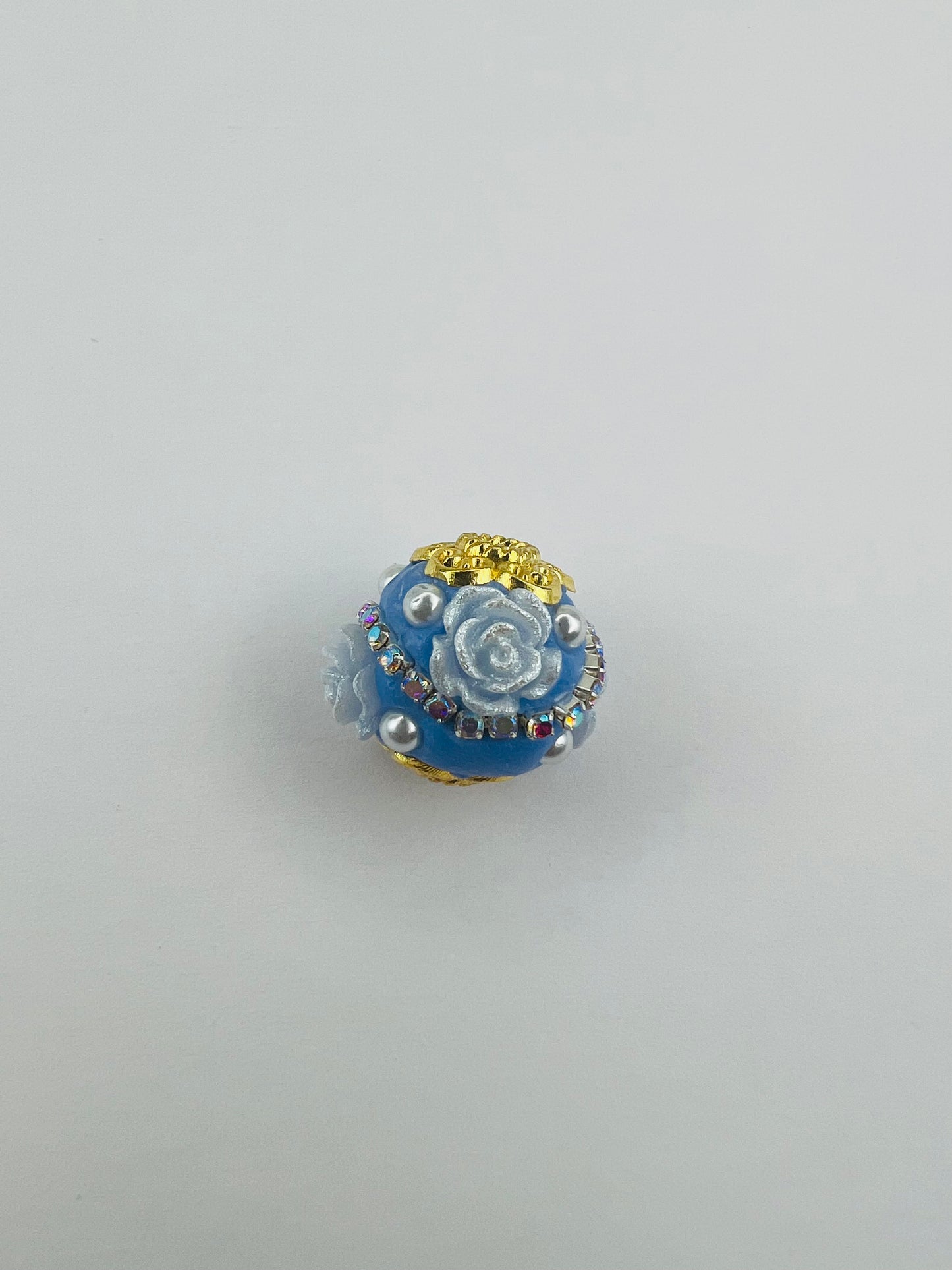 Fancy Beads Round shape with Flowers and Gold Hardware -16mm