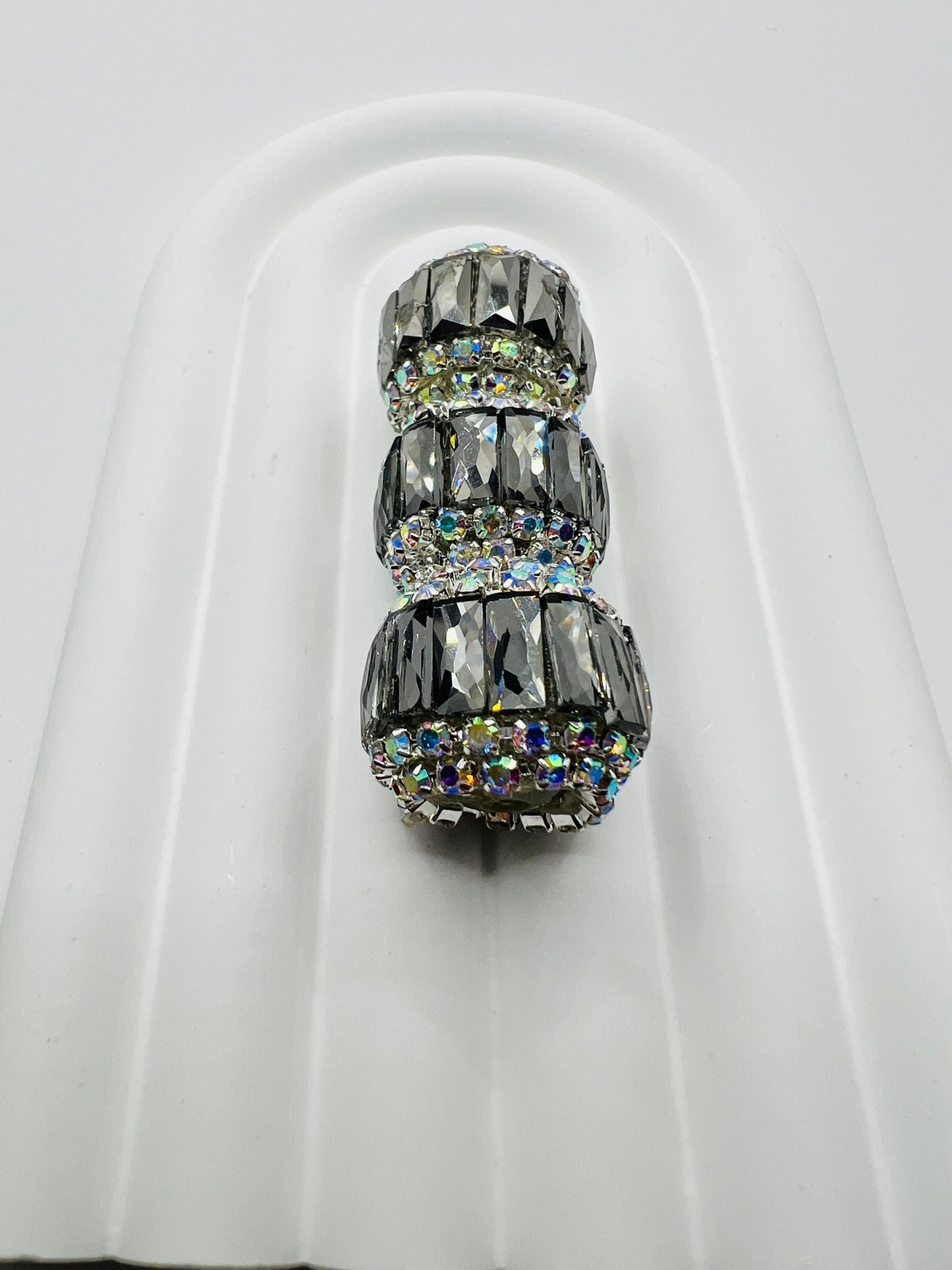 Round Fancy Beads Made with Rectangle Glass and Chain Rhinestones -Choose Color