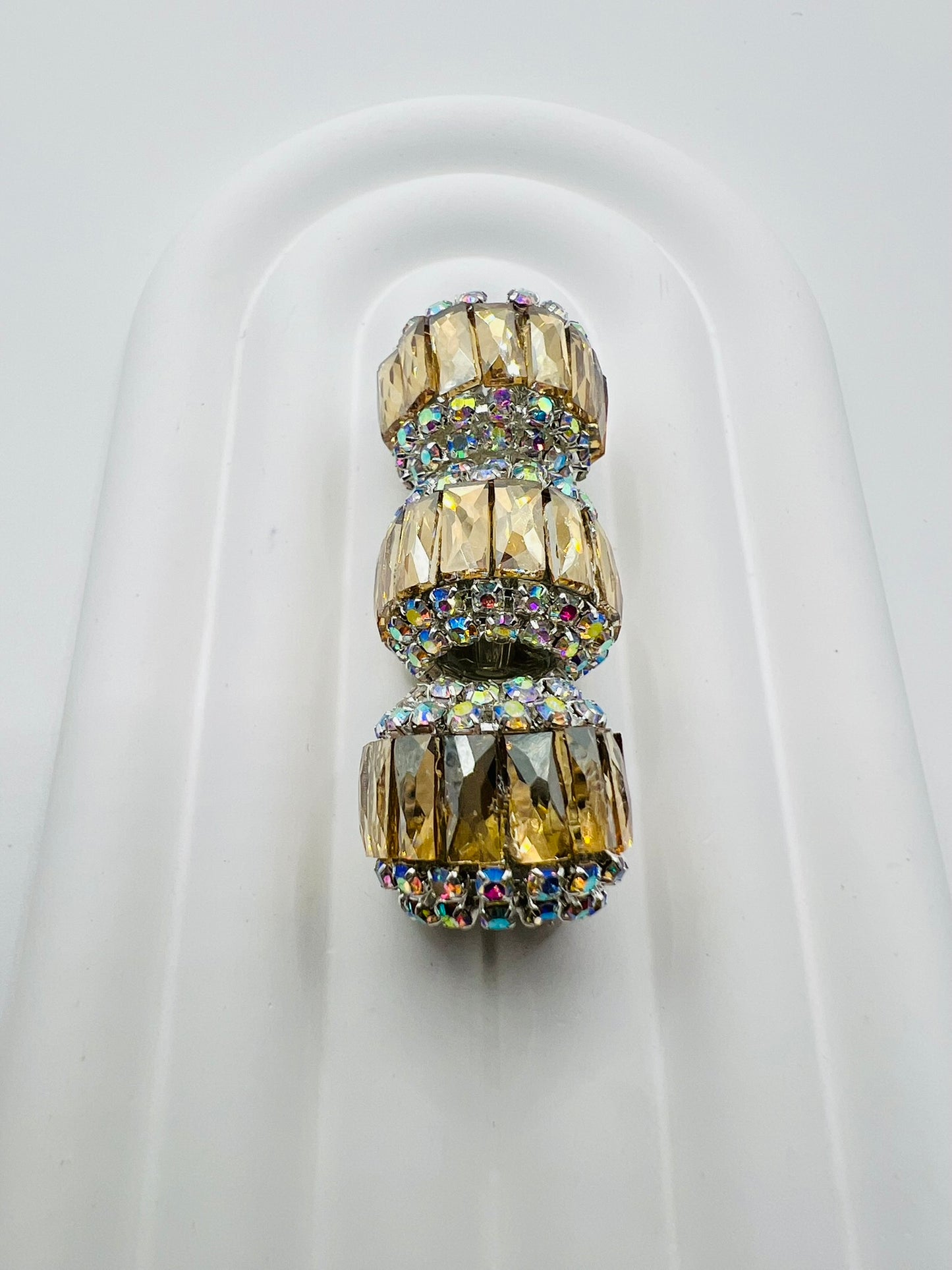 Round Fancy Beads Made with Rectangle Glass and Chain Rhinestones -Choose Color