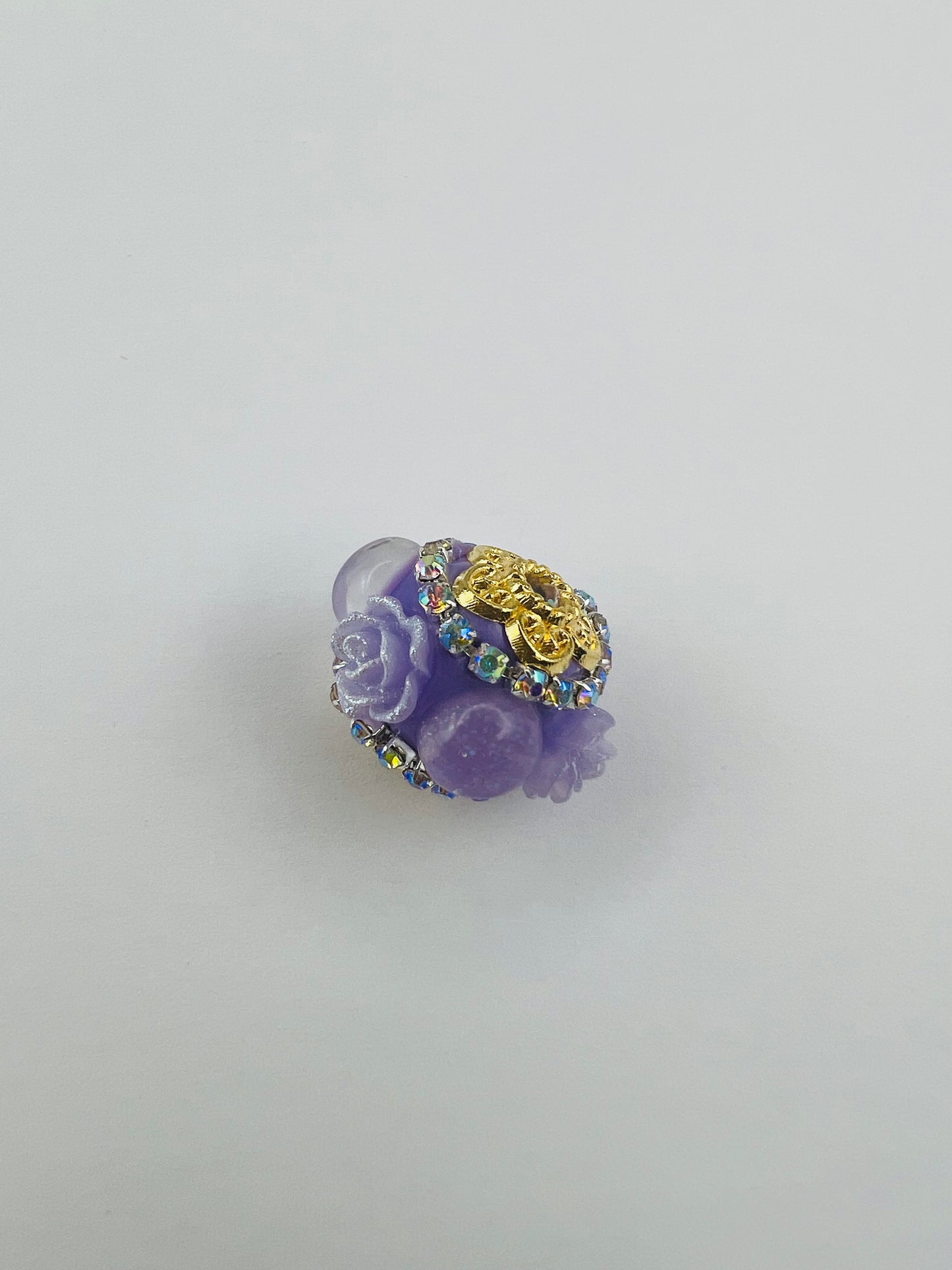Fancy Beads Round shape with Flowers and Gold Hardware -16mm