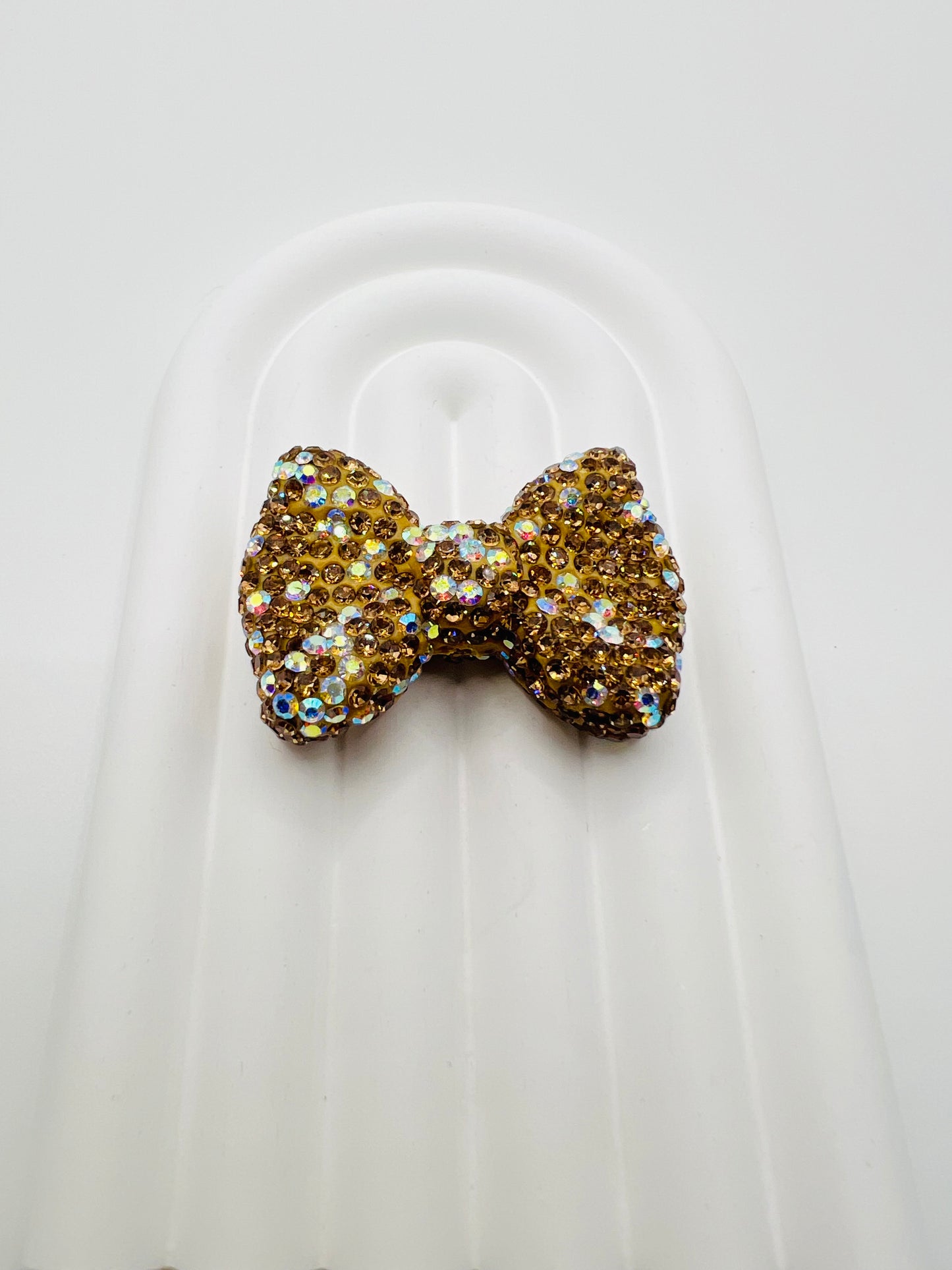 Bow Shape Clay Beads with Rhinestones -Choose Color