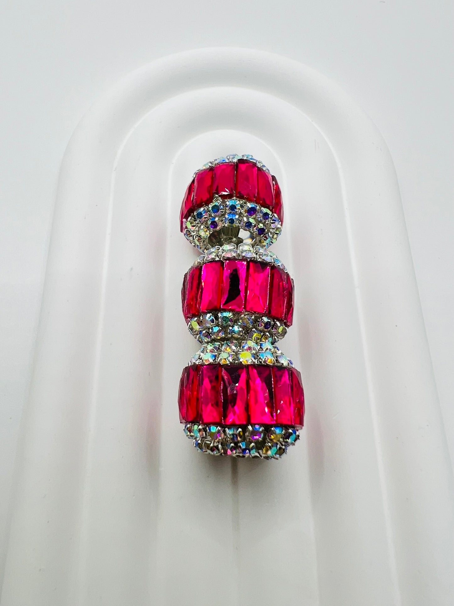 Round Fancy Beads Made with Rectangle Glass and Chain Rhinestones -Choose Color