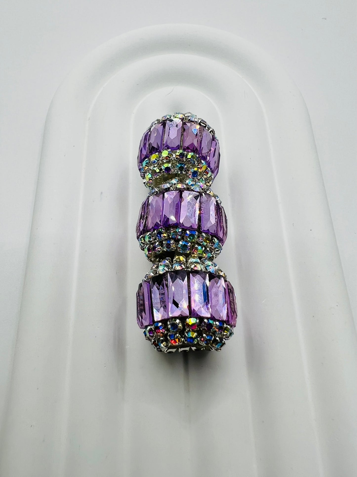 Round Fancy Beads Made with Rectangle Glass and Chain Rhinestones -Choose Color