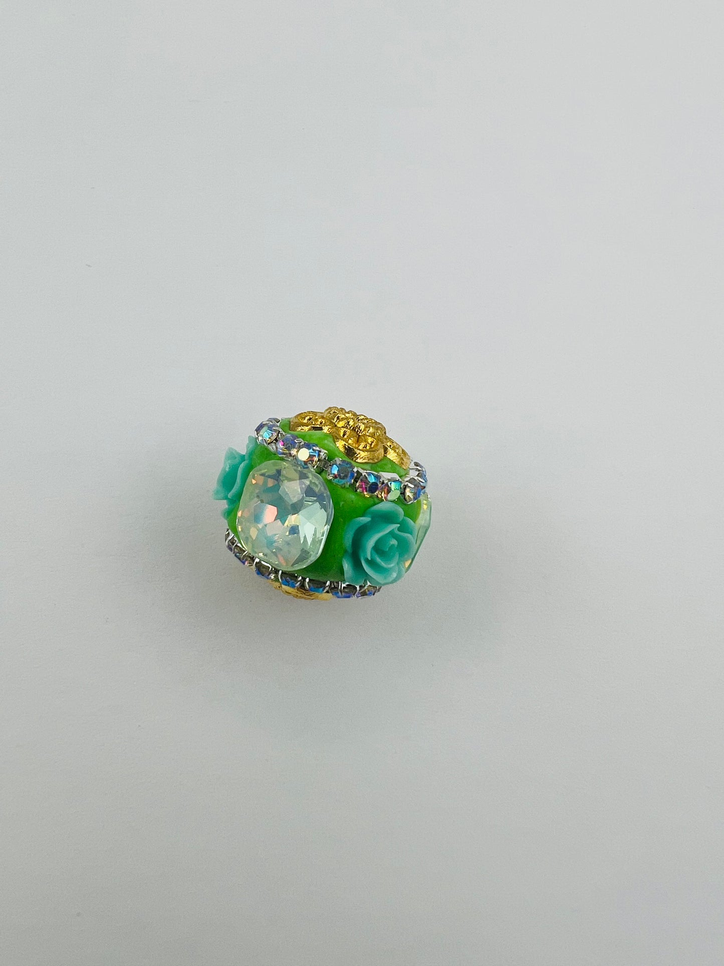 Fancy Beads Round shape with Flowers and Gold Hardware -16mm