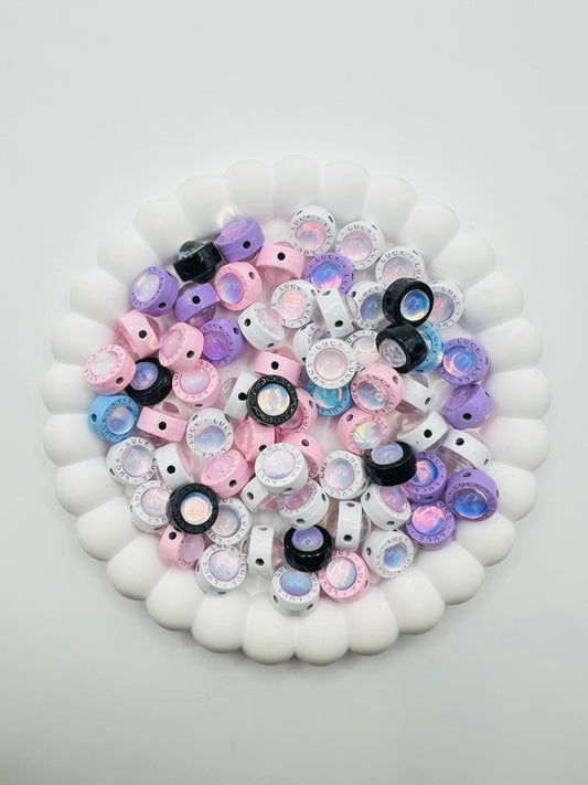 Round 4 Hole Metal Bead with Cat Eye Effect Stone