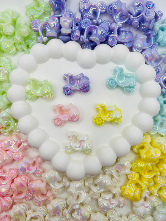 3D Small Scooter Bike Charm Beads Random Mix Color -25mmx20mm