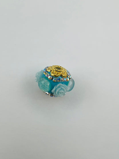 Fancy Beads Round shape with Flowers and Gold Hardware -16mm