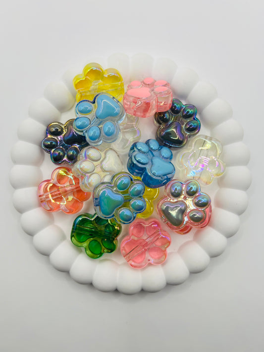 3D Cat Paw with Transparent Base UV Coated Charm Bead