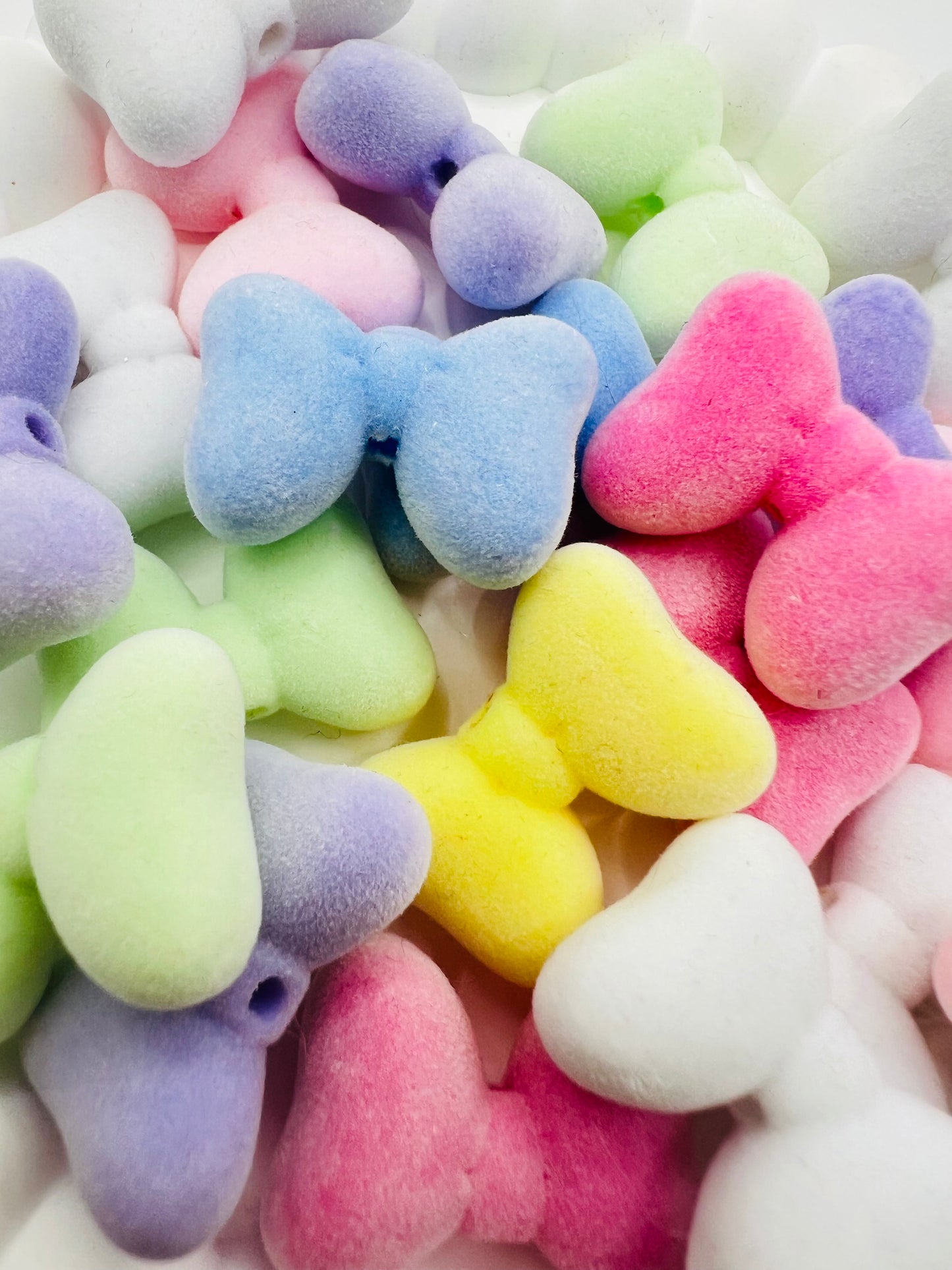 3D Bow Velvet Texture Charm Beads