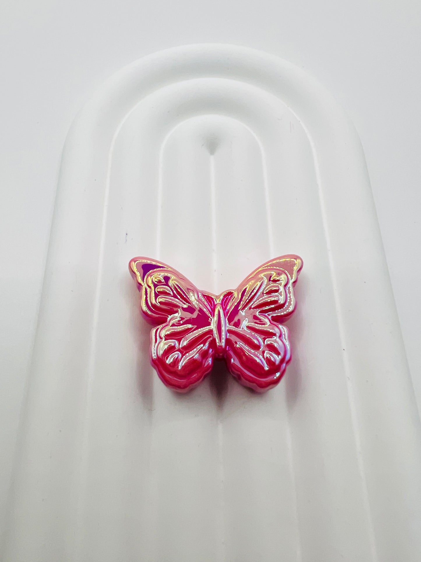 3D Butterfly Solid Color with UV Coated Charm Beads