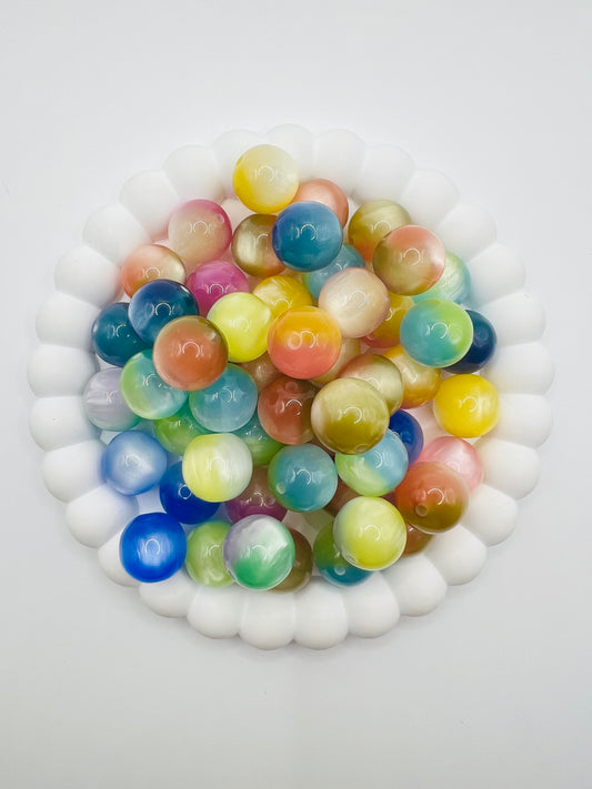 2 Tone Color Cat eye Round Beads -16mm