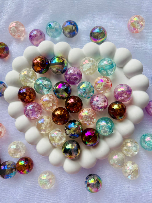 Transparent Luminous Cloud Effect Round Beads Random Mix-16mm