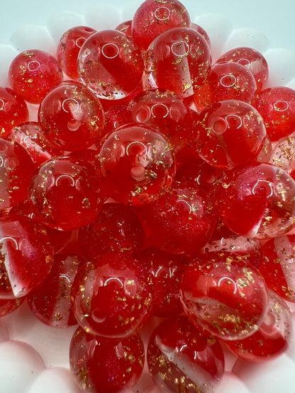 Half Mermaid Glitter Half Transparent with Gold Foil Round Beads - Choose Color