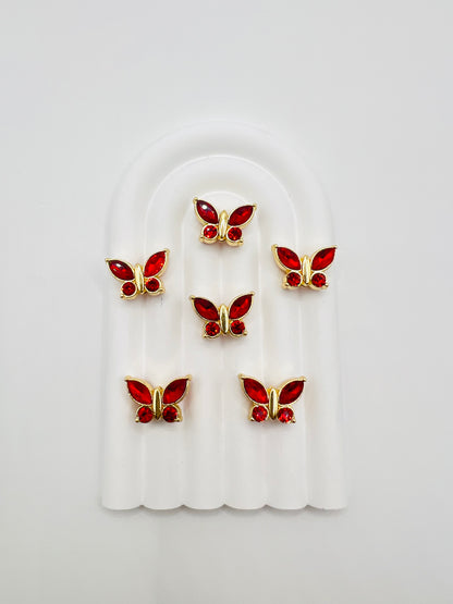 Butterfly Shape Shiny Gold Metal  Bead with Rhinestone