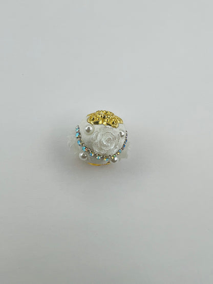 Fancy Beads Round shape with Flowers and Gold Hardware -16mm