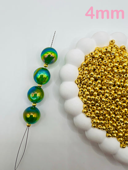 Metallic Shiny GOLD Round Beads -4mm