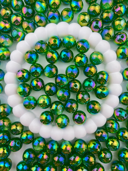 Normal Cat Eye Effect Round Beads Dark Green Color - 16mm