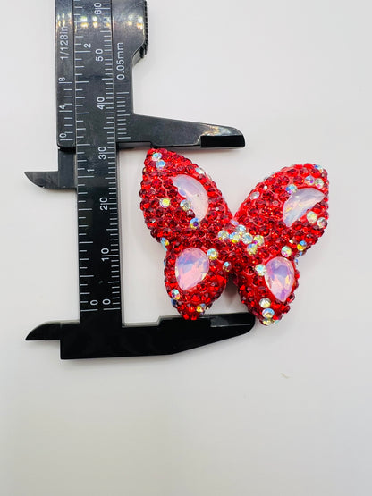 Butterfly Shape Clay Beads with Rhinestones -Choose Color