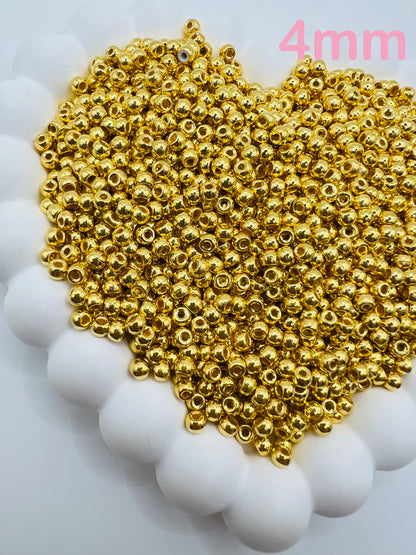 Metallic Shiny GOLD Round Beads -4mm