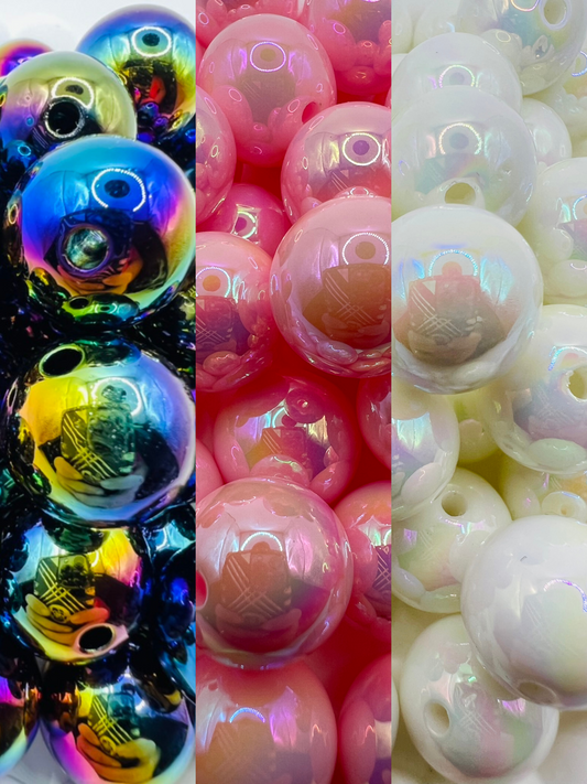 Solid Color Beads with UV plated Bead -16mm