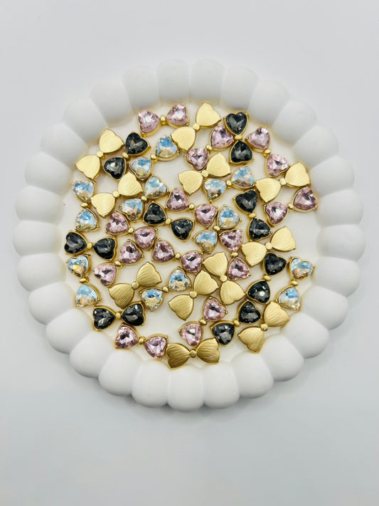 Matte Gold Base Bow Shape with K9 Rhinestone Metal Bead